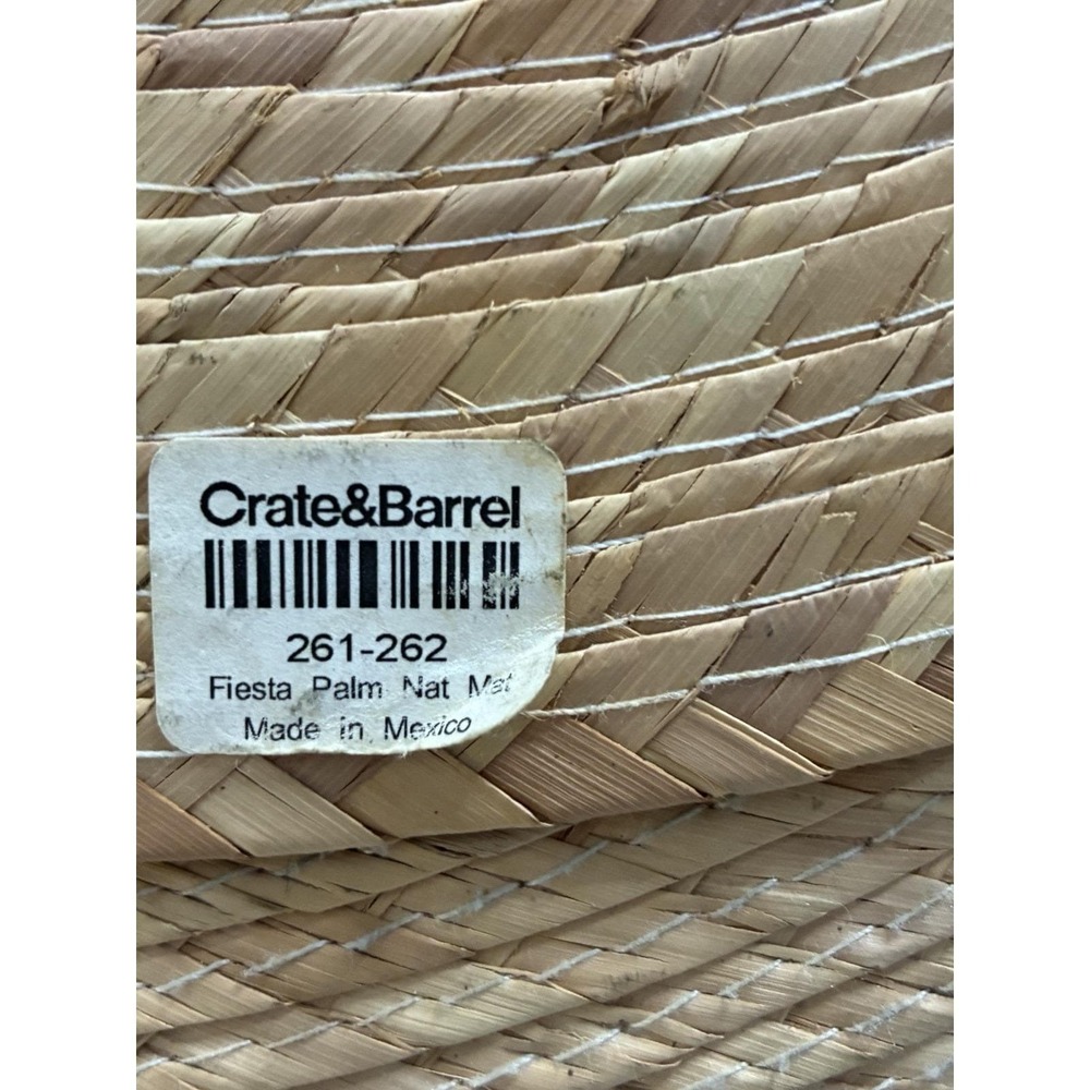 Crate & Barrel VTG Fiesta Palm Natural Woven Jute Placemats Set 4 - 16" Round - Picture 8 of 11